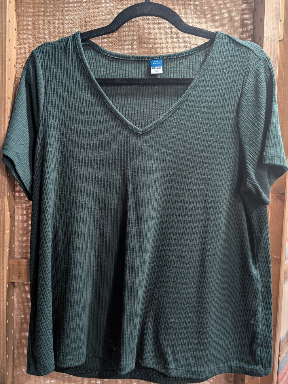 Old Navy Women's Luxe V Neck Tee- Dark Green (M Petite)
